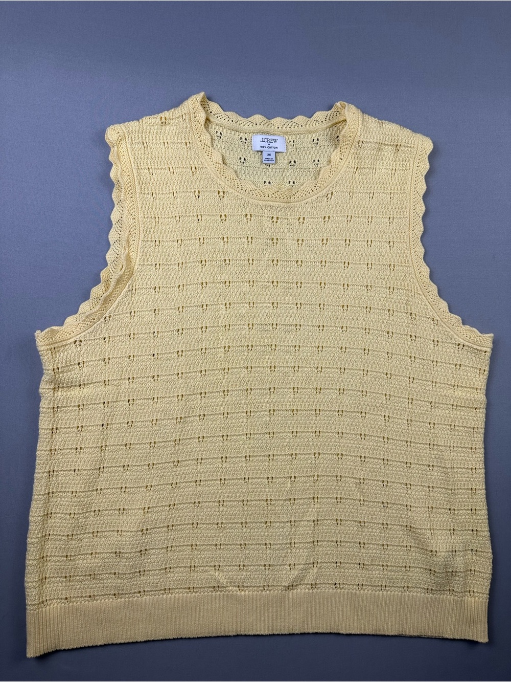 J. Crew Factory Scalloped Pointelle Sweater Shell, Sleeveless Top - Womens 2X